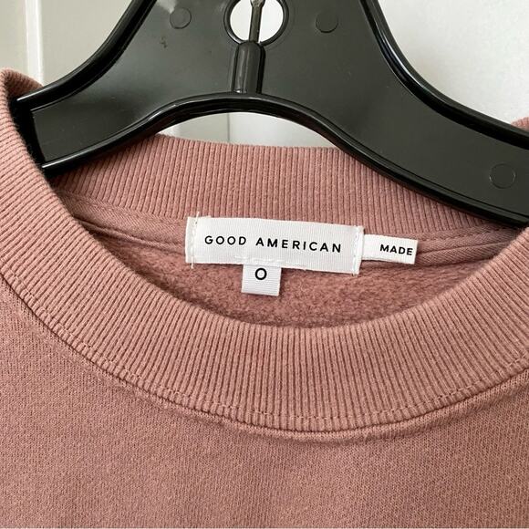NWT Good American 100% Cotton Casual Comfy Athleisure Minimal LS Crop Sweatshirt - Picture 3 of 6